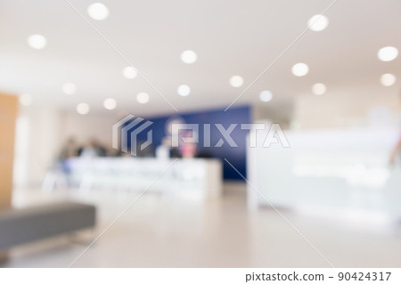 Abstract blur hospital clinic counter interior defocused medical background 90424317