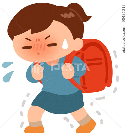 背著沉重書包的女孩 90425312