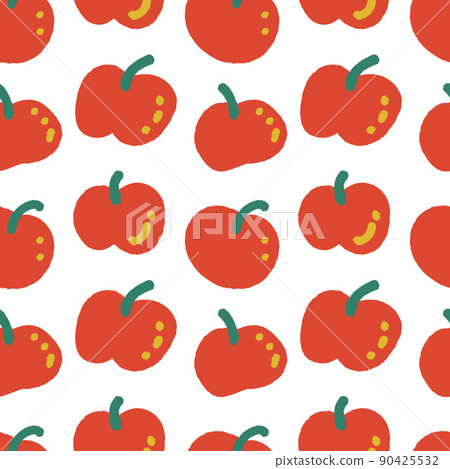 Red apples seamless pattern illustration. Apple harvest background 90425532