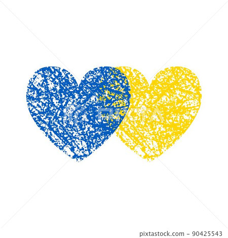Ukraine hearts vector illustration. Stand with Ukraine. Ukrainian flag blue and yellow colors texture. 90425543