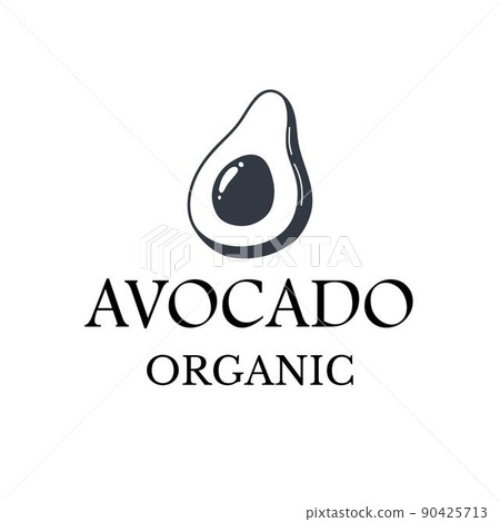 Avocado doodle outline icon. Logo organic fruit and vegetable illustration. 90425713