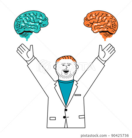 A man in a brain and a lab coat A man in a brain and a lab coat 90425736