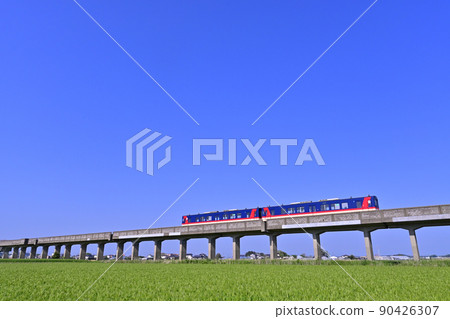Blue sky and Kashima Rinkai Railway 8000 series railcar Blue sky and Kashima Rinkai Railway 8000 series railcar 90426307