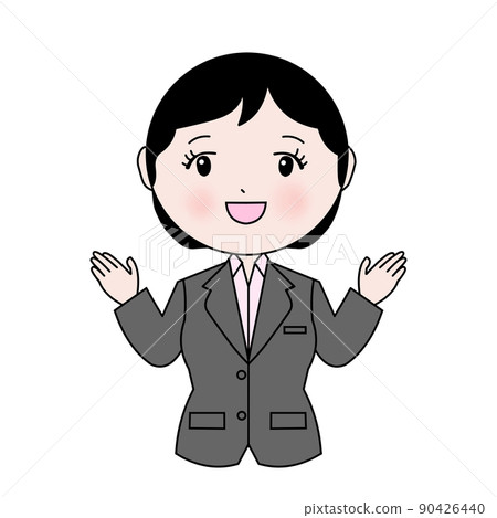 一個穿著西裝的女人，微笑著張開雙臂 90426440