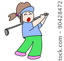 Women playing golf 90428472