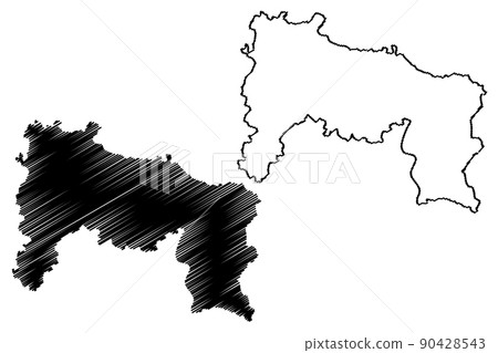 Ranchi district (Jharkhand State, Republic of India, South Chotanagpur division) map vector illustration, scribble sketch Ranchi map 90428543