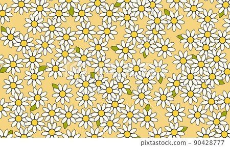 Illustration of a lot of white flowers on yellow background vector 90428777