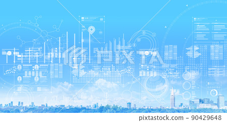city, technology, data 90429648