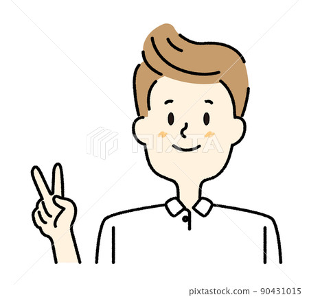 A man's shop clerk who peaces with a smile 90431015