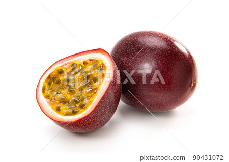 Tropical fruit passion fruit cut in half Tropical fruit passion fruit cut in half 90431072