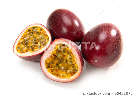 Tropical fruit passion fruit cut in half Tropical fruit passion fruit cut in half 90431073