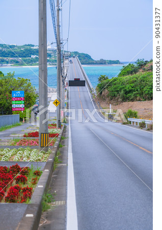 好天氣古宇利橋，古宇利島早晨，沖繩度假村 90431377