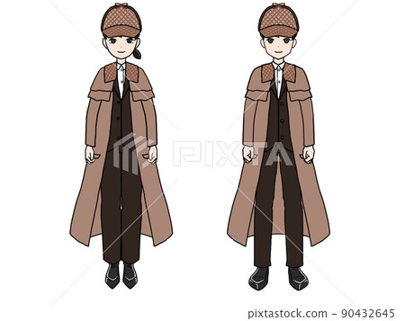 日本男女偵探裝扮站立圖 90432645