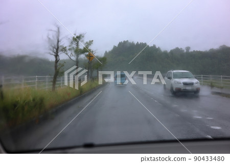 Driving image on a rainy day Traffic image 90433480