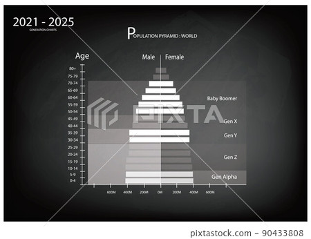 2021-2025 Population Pyramids Graphs with 5 Generation 90433808