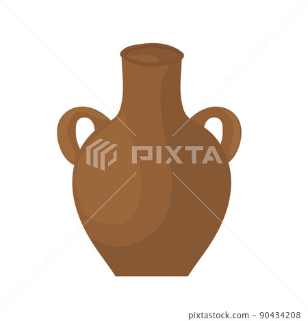 Ancient jar - brown amphora. Vector illustration logo, icon on white Ancient jar - brown amphora. Vector illustration logo, icon on white 90434208