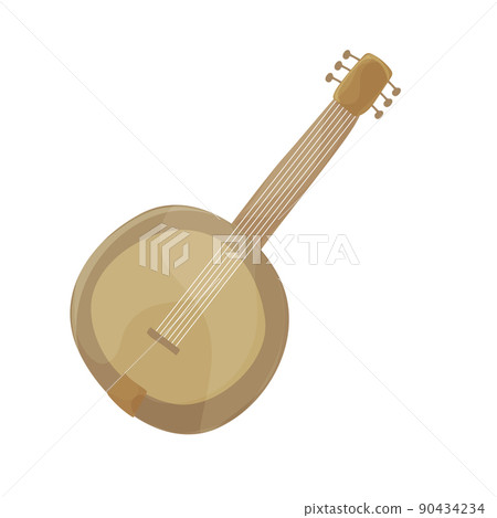 Colorful cartoon lute. String musical instrument. Music vector illustration Colorful cartoon lute. String musical instrument. Music vector illustration 90434234