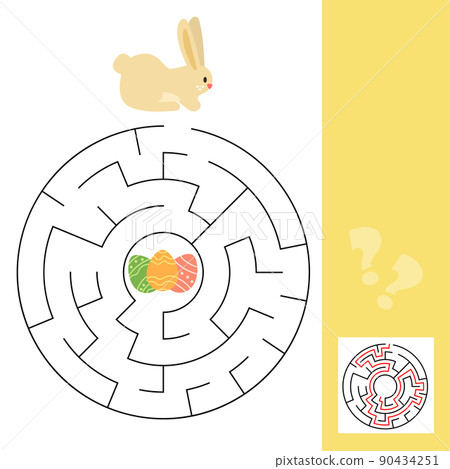 Help little bunny find path to Easter egg. Labyrinth. Maze game for kid Help little bunny find path to Easter egg. Labyrinth. Maze game for kid 90434251