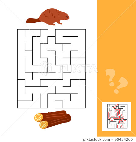 Educational maze puzzle game for children with beaver and wood logs Educational maze puzzle game for children with beaver and wood logs 90434260