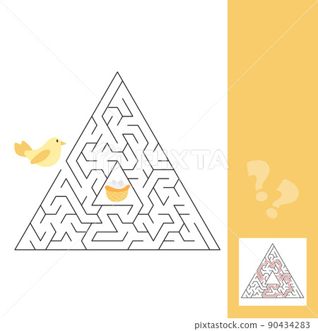 Maze game for children, education worksheet. Bird and nest with eggs Maze game for children, education worksheet. Bird and nest with eggs 90434283