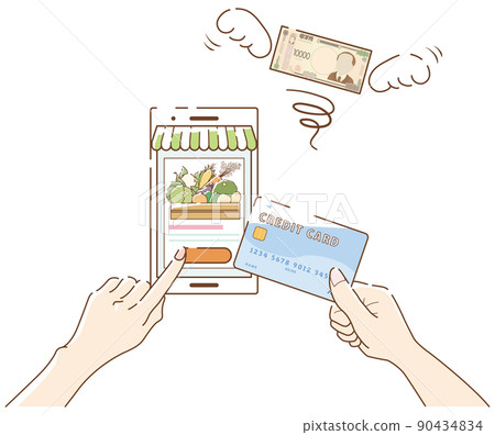 Online shopping on your smartphone-vegetables- 90434834