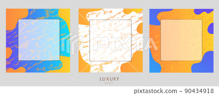 Golden frame abstract. A set of gilded frames and abstract spots. Blue and yellow watercolor stains. Gradient bright color. Modern minimalist design. Vector illustration. Golden frame abstract. A set of gilded frames and abstract spots. Blue and yellow watercolor stains. Gradient bright color. Modern minimalist design. Vector illustration. 90434918