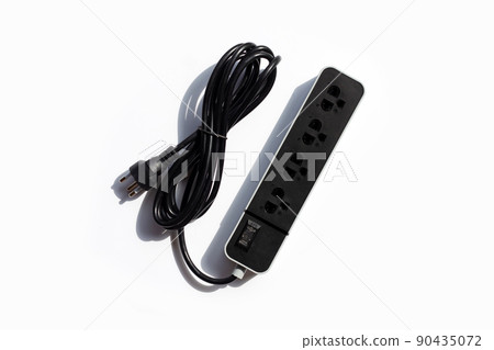 Electrical power strip and plug on white background. Electrical power strip and plug on white background. 90435072