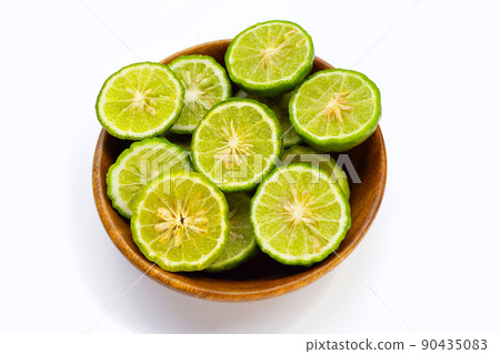Bergamot kaffir lime herb fresh isolated on white 90435083