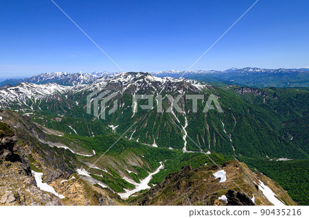 (Gunma Prefecture) A bird's-eye view of Ichinokurazawa from the summit of Mt. (Gunma Prefecture) A bird's-eye view of Ichinokurazawa from the summit of Mt. 90435216