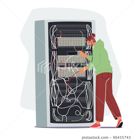 Sysadmin Servicing Server Racks. System Administrators Character Upkeeping, Administration, Configuration of Computer 90435743