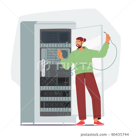 System Administration, Character. System Administrator Servicing Server Racks. Sysadmin Upkeeping, Configuration 90435744