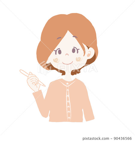 Illustration of a girl holding a pen [right-handed] 90436566