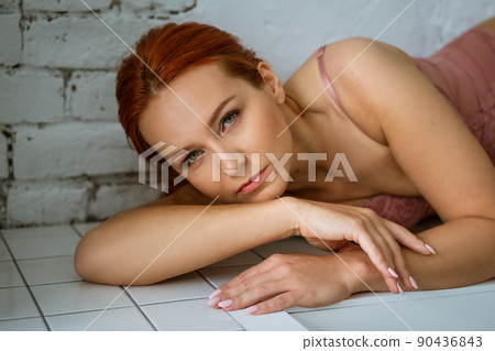 Portrait of a beautiful woman in lingerie 90436843