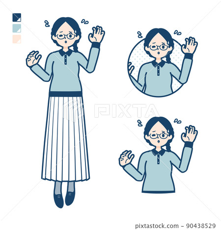 Illustration of a woman wearing glasses in a hurry 90438529