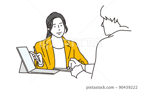 Asian business woman explaining using a tablet 90439222