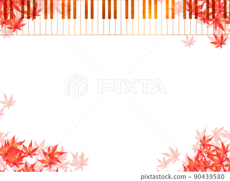 Autumn watercolor piano keyboard frame, wallpaper 90439580