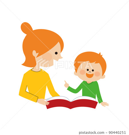 Parents reading picture book together 90440251