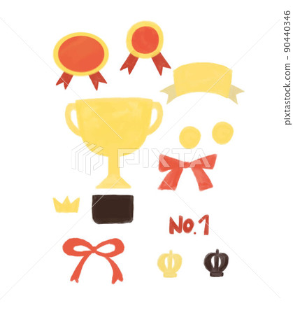 Set illustrations of medals and medals [Vector illustration] 90440346