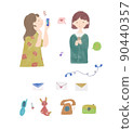 使用智能手機的兩名婦女的插圖 [矢量] [設置插圖] 90440357