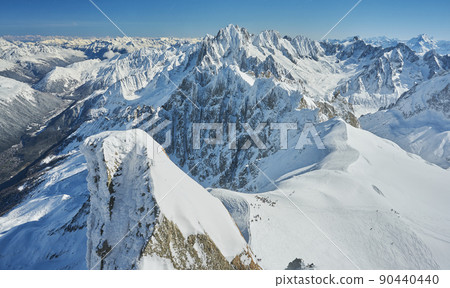 Landscape of Aiguille du Midi, Chamonix Mont Blanc valley, France 90440440