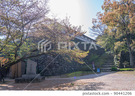 Stone steps on the climbing road to the castle tower of Uwajima Castle, Uwajima City, Ehime Prefecture 90441206