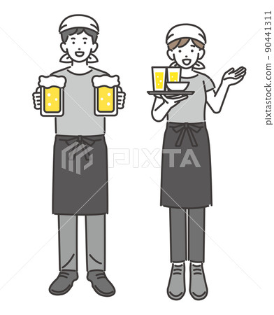 Vector illustration material of clerk of izakaya and ramen shop / restaurant / part-time job Vector illustration material of clerk of izakaya and ramen shop / restaurant / part-time job 90441311