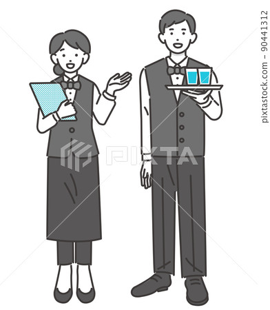餐廳/餐廳/兼職服務員（店員）的矢量圖素材 90441312