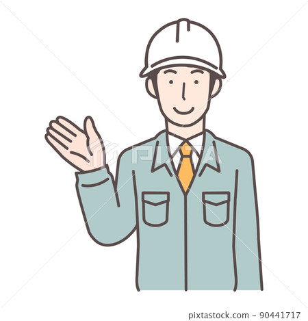 Illustration of the upper body of a male construction worker to guide 90441717