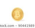 3d illustration gold bitcoin coin. Cryptocurrency bitcoin symbol  on white background. 90441989