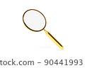 3d illustration close-up gold magnifying loupe for  search . Internet search concept 90441993