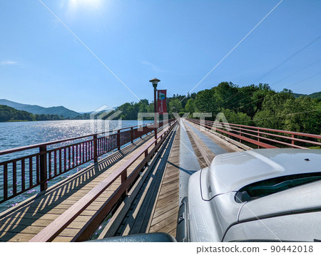 one lane bridge on Lake Junaluska's Dam in Asheville, Haywood County, North Carolina 90442018