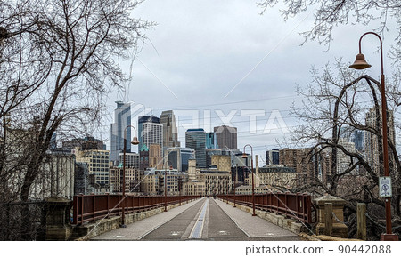 city of minneapolis city downton skyline on cloudy day 90442088