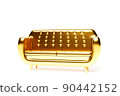 3d illustration of an golden sofa in a retro 60s style on a white  background 90442152