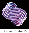 3D illustration of a pink torus. Fantastic cell.Simple geometric shapes 90442155
